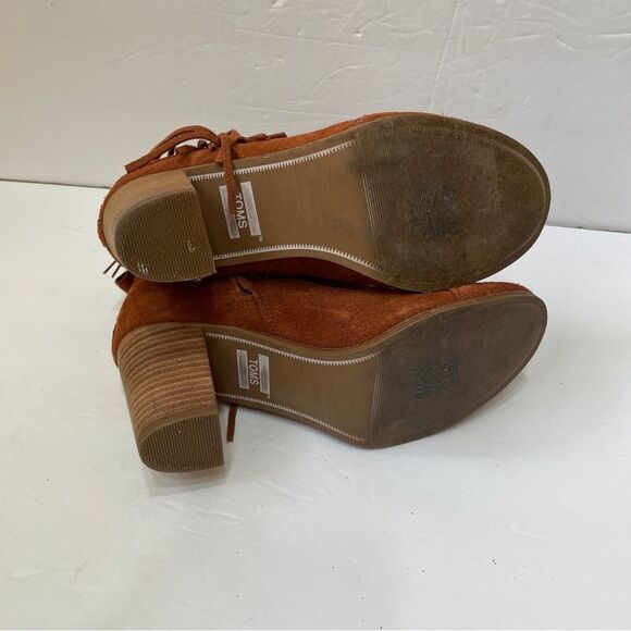 TOMS‎ FRINGE ANKLE BOOTS IN BROWN SUEDE - Picture 7 of 9